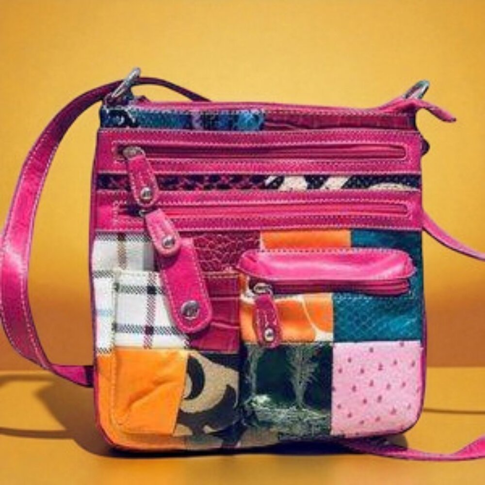 Flat Patchwork Faux Leather Shoulder Bag - image 1